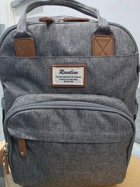 Gray Diaper Bag Backpack-Multifunction Travel Baby Diaper Bag